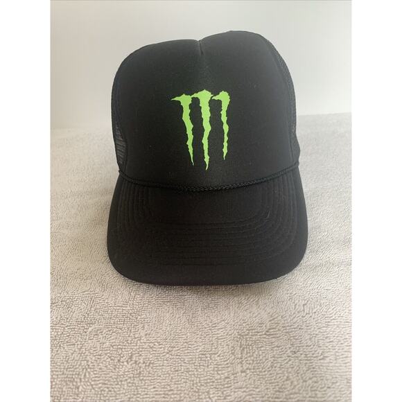 Monster Energy Drink Hat Snapback Adjustable Flat Bill Black Baseball‎ Cap OSFM - Picture 1 of 7